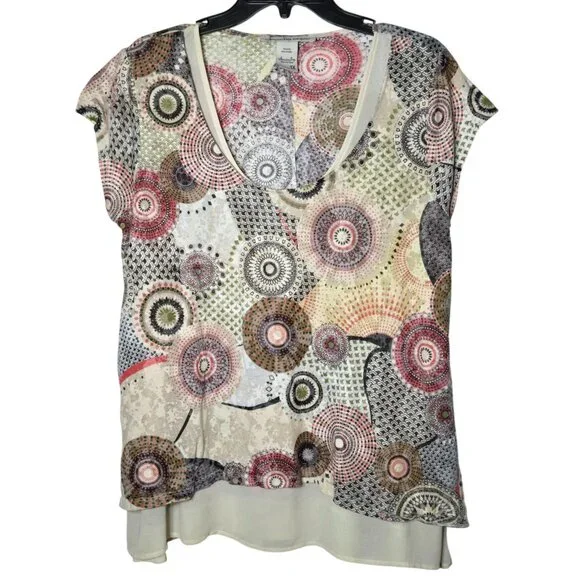 American Rag Women Multicolor Asymmetric Layered Top Plus Size 1X Y2K Fairy Boho - Picture 2 of 9